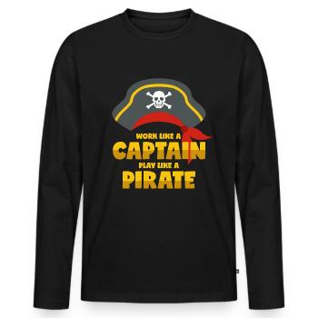 Work Like A Captain Play Like A Pirate - T-shirt manches longues Premium bio Homme - noir - Devant - Nico (187cm)
