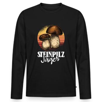 Pilz Detektor unterwegs Pilzsammler - Männer Premium Bio Langarmshirt - Schwarz - Vorne - Nico (187cm)