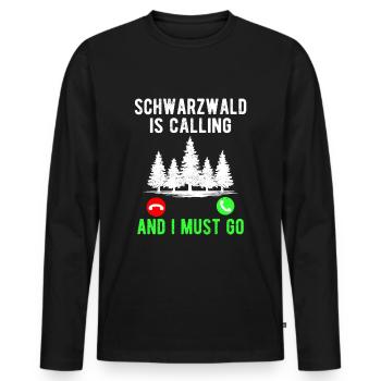 Der Schwarzwald ruft Schwarzwälder - Männer Premium Bio Langarmshirt - Schwarz - Vorne - Nico (187cm)