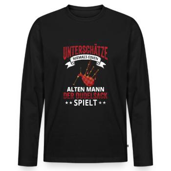 Sackpfeife Dudelsack Dudelsackspieler nicht unters - Männer Premium Bio Langarmshirt - Schwarz - Vorne - Nico (187cm)