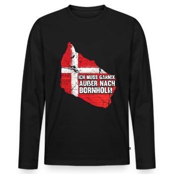 Dänemark Flagge Skandinavien Bornholm - Männer Premium Bio Langarmshirt - Schwarz - Vorne - Nico (187cm)