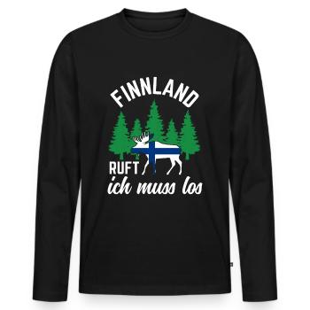 Finnland ruft Flagge Skandinavien Elch - Männer Premium Bio Langarmshirt - Schwarz - Vorne - Nico (187cm)
