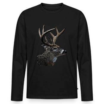 Deer hunting motif animal motif imprint animal motif - Men's Premium Organic Long Sleeve Shirt - black - Front - Nico (187cm)