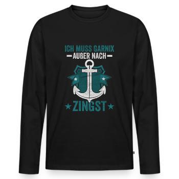 Zingst Ostsee Fischland - Männer Premium Bio Langarmshirt - Schwarz - Vorne - Nico (187cm)