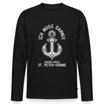 St. Peter-Ording Nordfriesland Seebad - Männer Premium Bio Langarmshirt - Schwarz - Vorne - Nico (187cm)