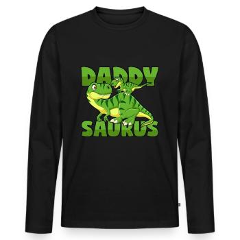 Daddysaurus Dino Vater T-Rex Papa Dinosaurier - Männer Premium Bio Langarmshirt - Schwarz - Vorne - Nico (187cm)