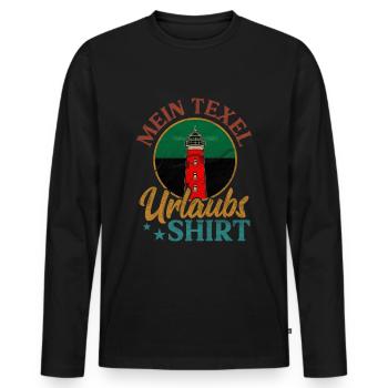 Leuchtturm Holland Insel Texel Urlaubs - Männer Premium Bio Langarmshirt - Schwarz - Vorne - Nico (187cm)