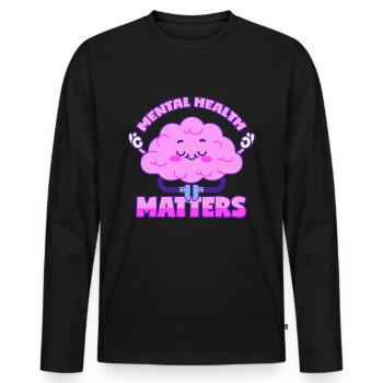Mentale Gesundheit Psyche Therapie Gehirn - Männer Premium Bio Langarmshirt - Schwarz - Vorne - Nico (187cm)
