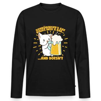 Schrödingers Katze Witz Bar Bier Physikwitz - Männer Premium Bio Langarmshirt - Schwarz - Vorne - Nico (187cm)
