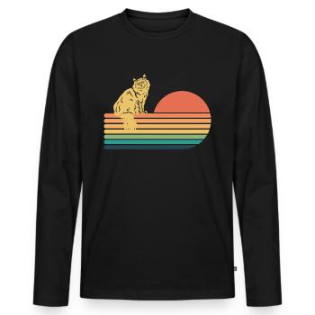 Burmese Cat Retro Vintage - Men's Premium Organic Long Sleeve Shirt - black - Front - Nico (187cm)