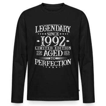 Légendaire cadeau d’anniversaire vintage 1992 - T-shirt manches longues Premium bio Homme - noir - Devant - Nico (187cm)