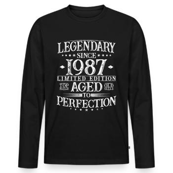 Legendary 1987 Vintage born Birthday Gift - Men's Premium Organic Long Sleeve Shirt - black - Front - Nico (187cm)