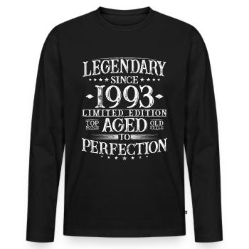 Legendary 1993 Vintage born Birthday Gift - Men's Premium Organic Long Sleeve Shirt - black - Front - Nico (187cm)