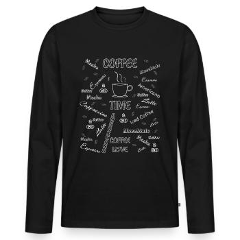 Kaffee Design für Kaffee-Liebhaber, Espresso. - Männer Premium Bio Langarmshirt - Schwarz - Vorne - Nico (187cm)