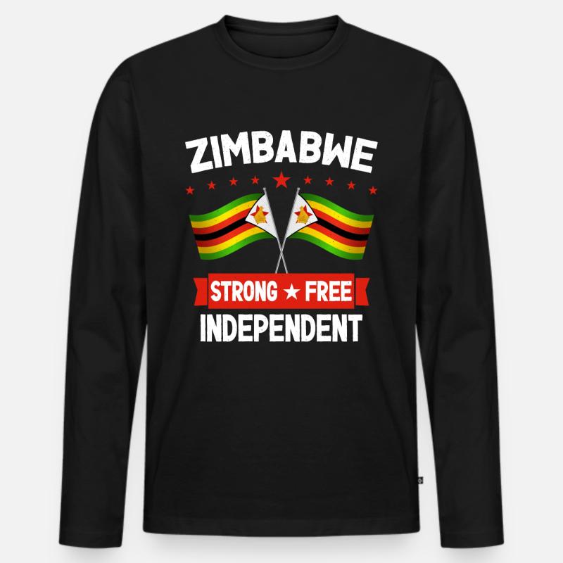 Simbabwe - Männer Premium Bio Langarmshirt - Schwarz