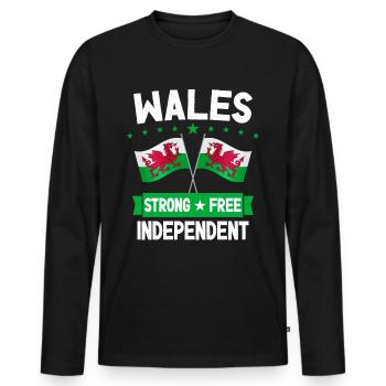 Wales - Männer Premium Bio Langarmshirt - Schwarz - Vorne - Nico (187cm)