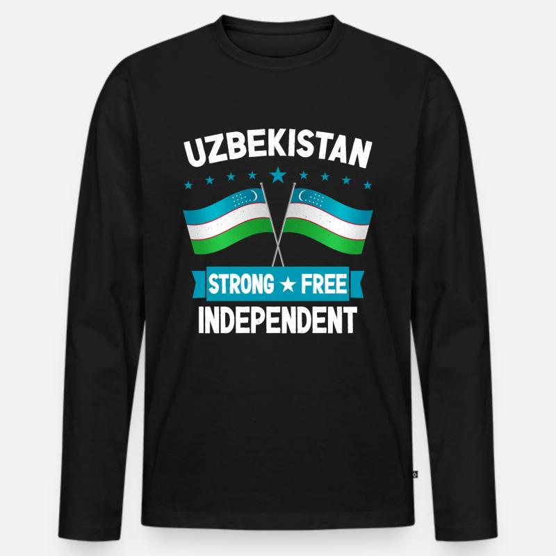 Usbekistan - Männer Premium Bio Langarmshirt - Schwarz