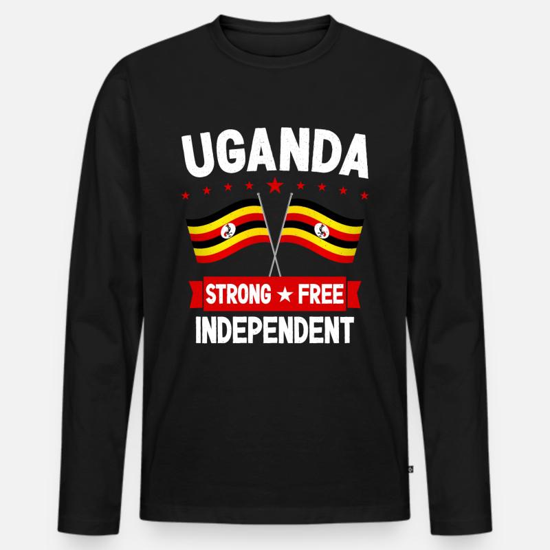 Uganda - Männer Premium Bio Langarmshirt - Schwarz