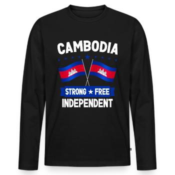 Cambodge - T-shirt manches longues Premium bio Homme - noir - Devant - Nico (187cm)