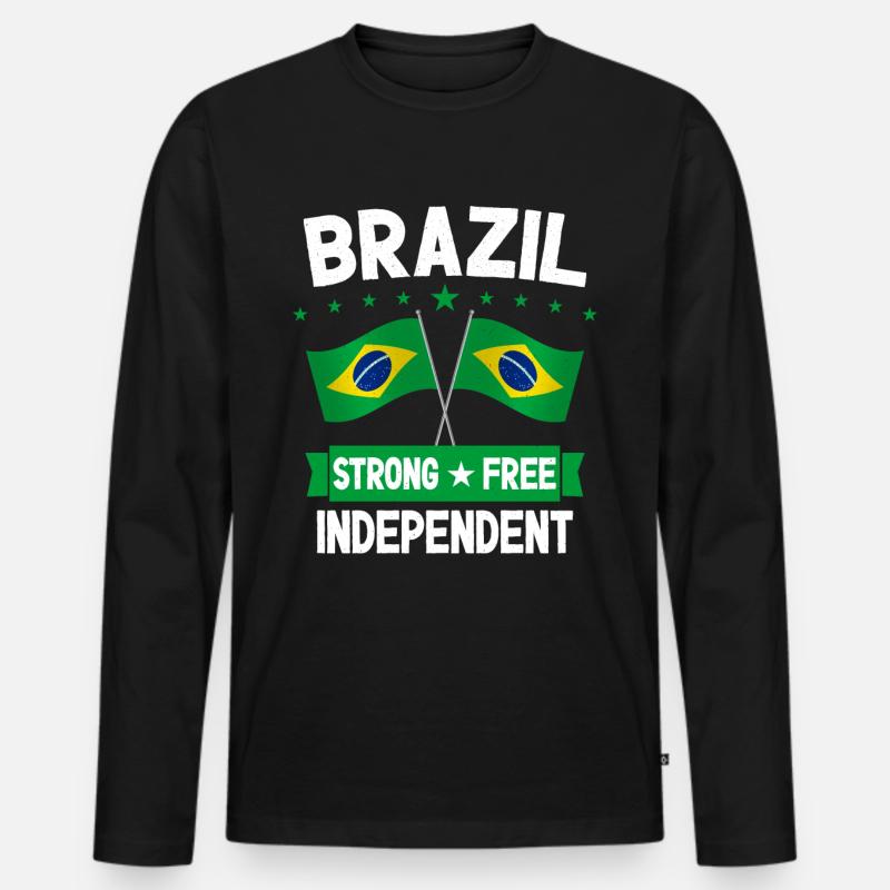 Brasilien - Männer Premium Bio Langarmshirt - Schwarz