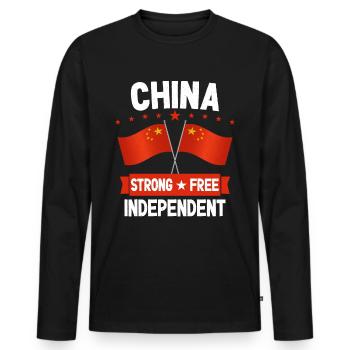 China - Men's Premium Organic Long Sleeve Shirt - black - Front - Nico (187cm)