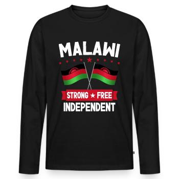 Malawi - Men's Premium Organic Long Sleeve Shirt - black - Front - Nico (187cm)