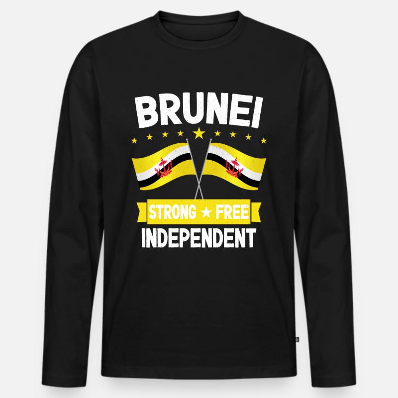 Brunei - Männer Premium Bio Langarmshirt - Schwarz