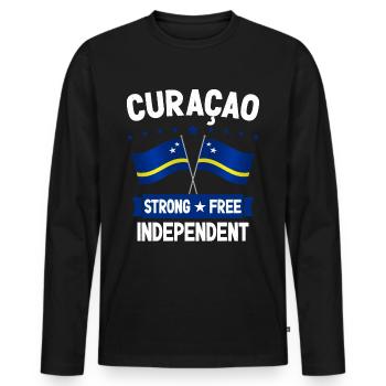 Curaçao - Männer Premium Bio Langarmshirt - Schwarz - Vorne - Nico (187cm)