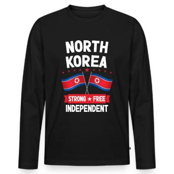 Corée du Nord - T-shirt manches longues Premium bio Homme - noir - Devant - Nico (187cm)