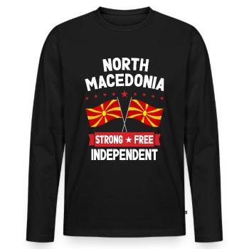 North Macedonia - Men's Premium Organic Long Sleeve Shirt - black - Front - Nico (187cm)