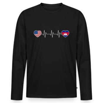 Cambodge - T-shirt manches longues Premium bio Homme - noir - Devant - Nico (187cm)