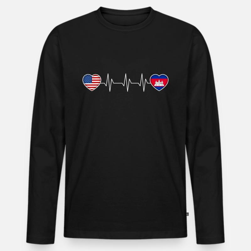 Kambodscha - Männer Premium Bio Langarmshirt - Schwarz