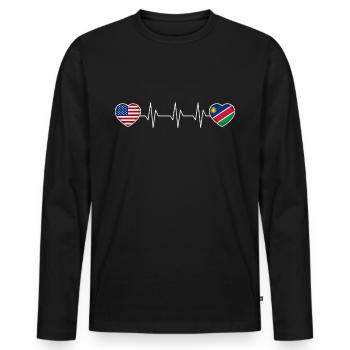 Namibia - Men's Premium Organic Long Sleeve Shirt - black - Front - Nico (187cm)
