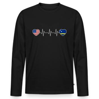 Curaçao - Männer Premium Bio Langarmshirt - Schwarz - Vorne - Nico (187cm)