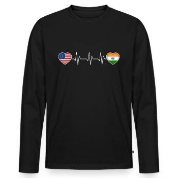 Inde - T-shirt manches longues Premium bio Homme - noir - Devant - Nico (187cm)