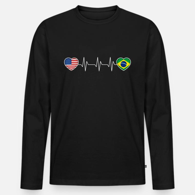 Brasilien - Männer Premium Bio Langarmshirt - Schwarz