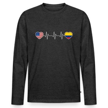 Kolumbien - Männer Premium Bio Langarmshirt - Anthrazit meliert - Vorne - Nico (187cm)