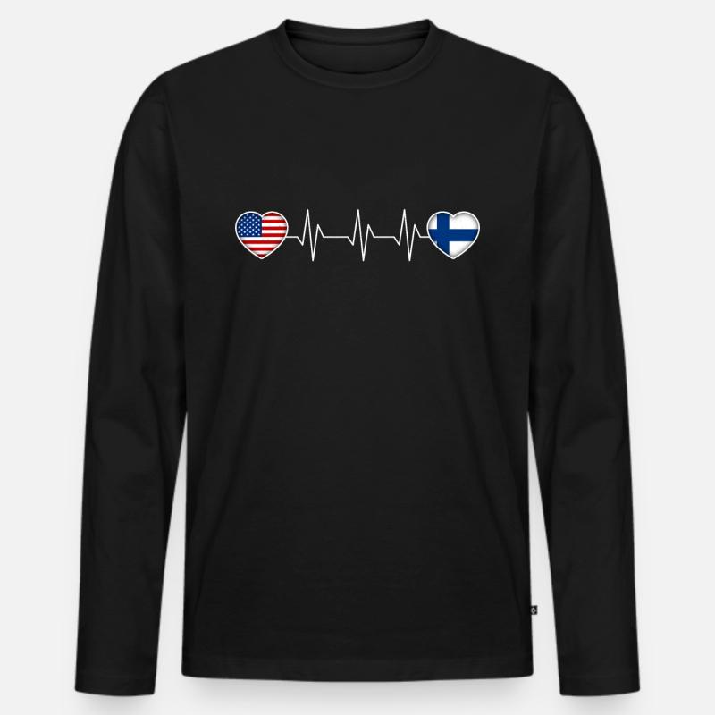 Finnland - Männer Premium Bio Langarmshirt - Schwarz