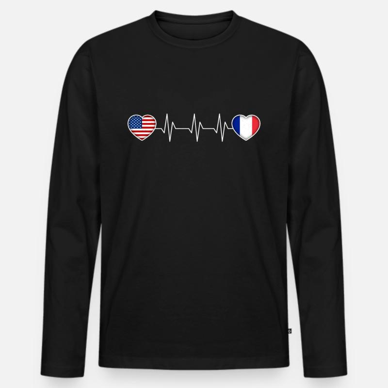Frankreich - Männer Premium Bio Langarmshirt - Schwarz