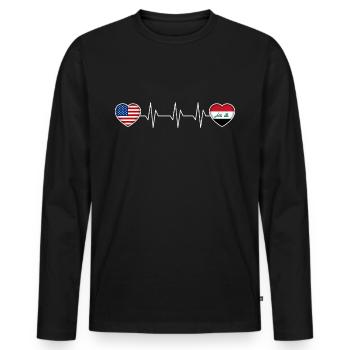 Irak - T-shirt manches longues Premium bio Homme - noir - Devant - Nico (187cm)