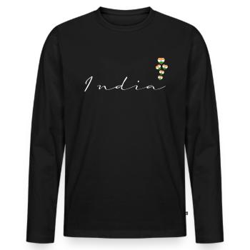 Inde - T-shirt manches longues Premium bio Homme - noir - Devant - Nico (187cm)