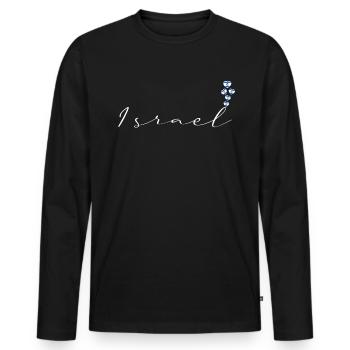 Israel - Men's Premium Organic Long Sleeve Shirt - black - Front - Nico (187cm)