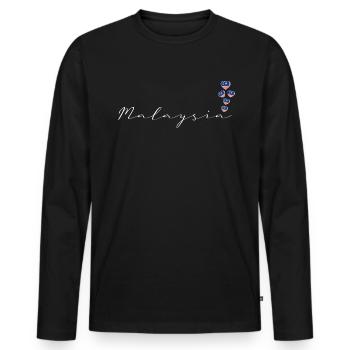 Malaysia - Men's Premium Organic Long Sleeve Shirt - black - Front - Nico (187cm)