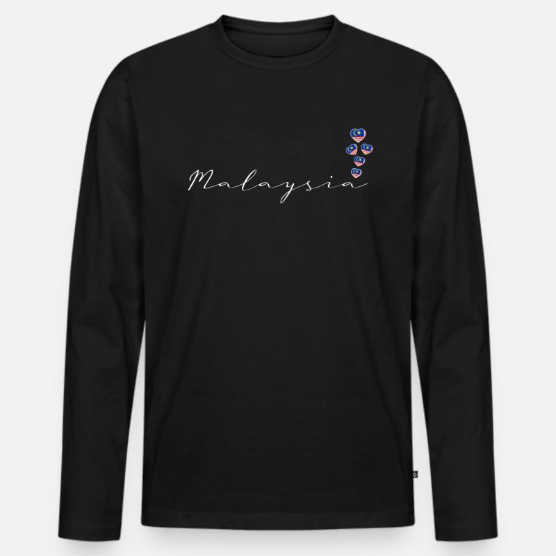 Malaysia - Männer Premium Bio Langarmshirt - Schwarz