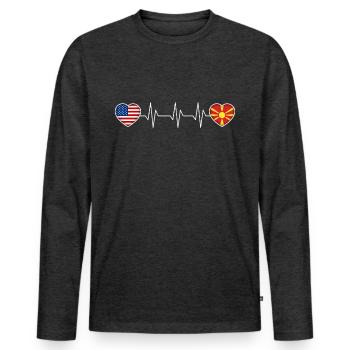 North Macedonia - Men's Premium Organic Long Sleeve Shirt - heather anthracite - Front - Nico (187cm)