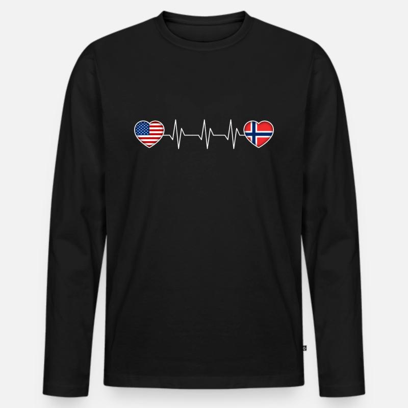 Norwegen - Männer Premium Bio Langarmshirt - Schwarz