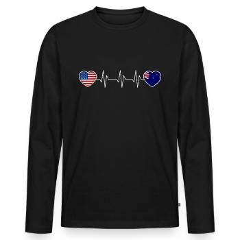 Neuseeland - Männer Premium Bio Langarmshirt - Schwarz - Vorne - Nico (187cm)