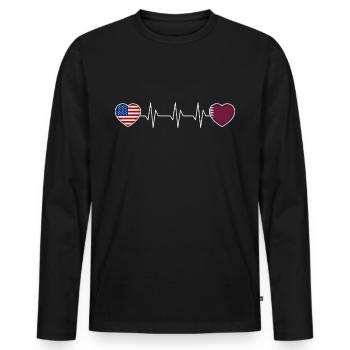 Qatar - Men's Premium Organic Long Sleeve Shirt - black - Front - Nico (187cm)