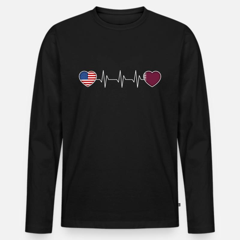 Katar - Männer Premium Bio Langarmshirt - Schwarz