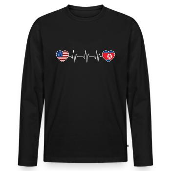 Corée du Nord - T-shirt manches longues Premium bio Homme - noir - Devant - Nico (187cm)